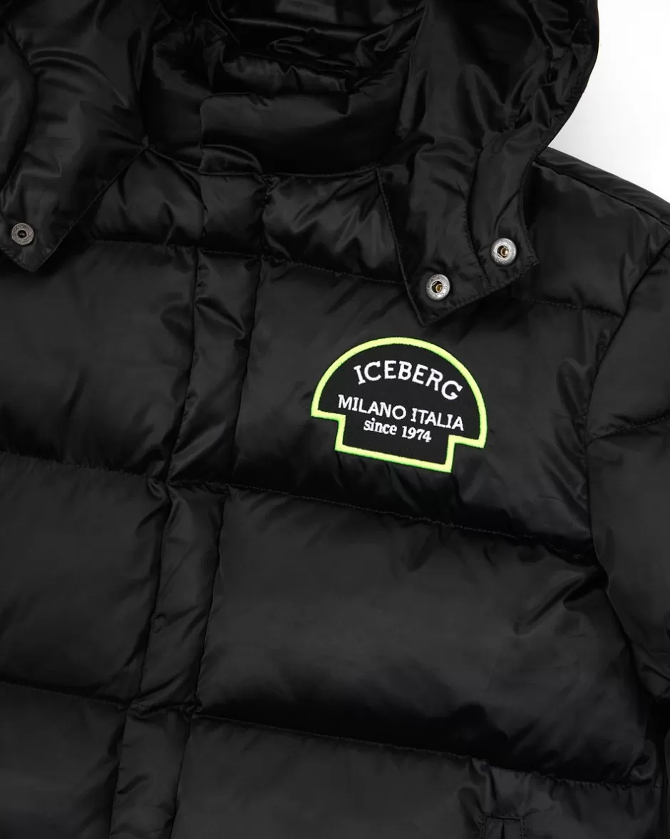 Best Sale Quilted Jacket With Hood And Logo Kids/BOY Boy Fw24