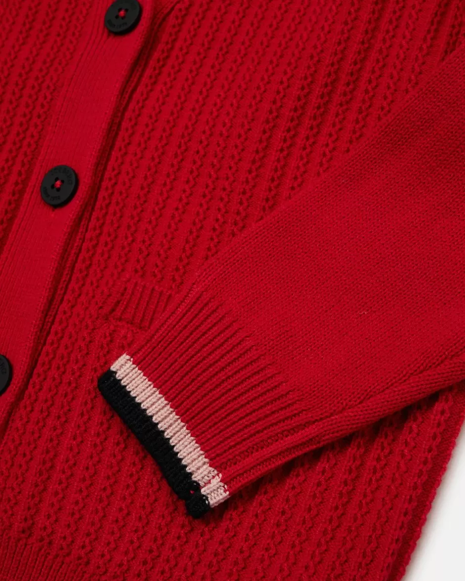 Cheap Red Wool Cardigan With Logo On The Back Kids Girl Fw24