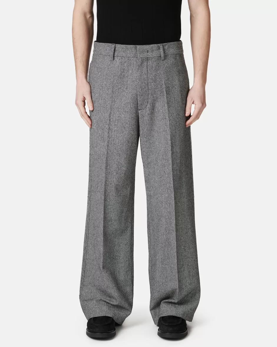 Cheap Regular-waisted Trousers In Wool Blend Trousers