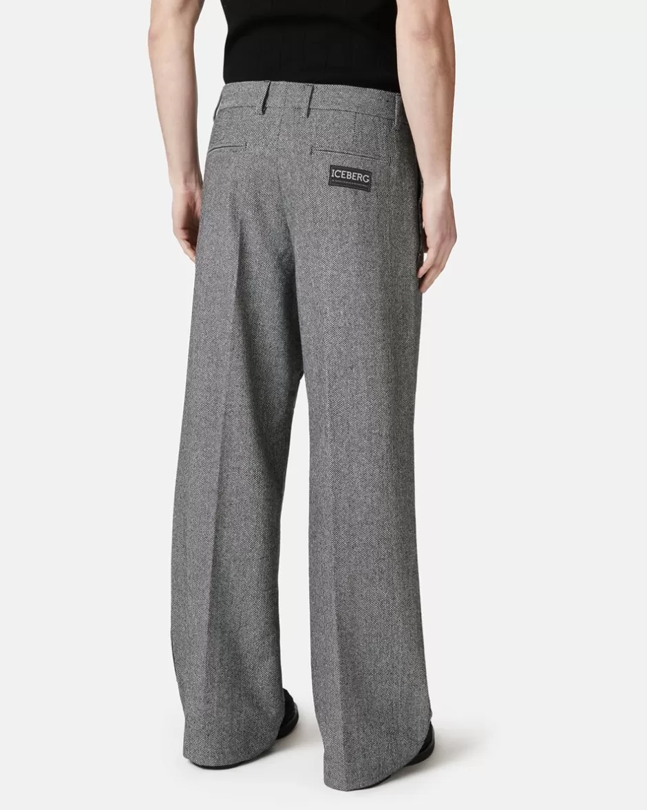 Cheap Regular-waisted Trousers In Wool Blend Trousers