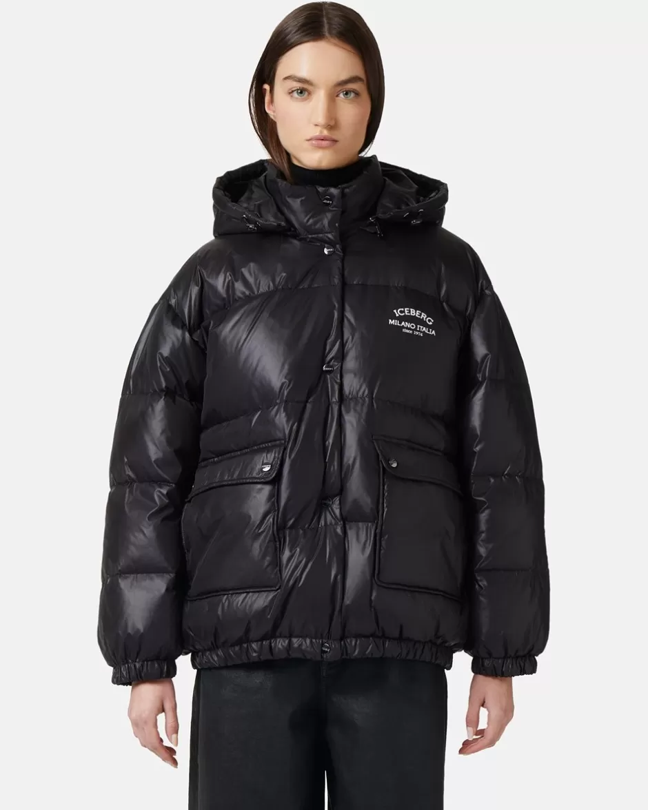 New Short Down Jacket With Real Down Hood Women Outerwear