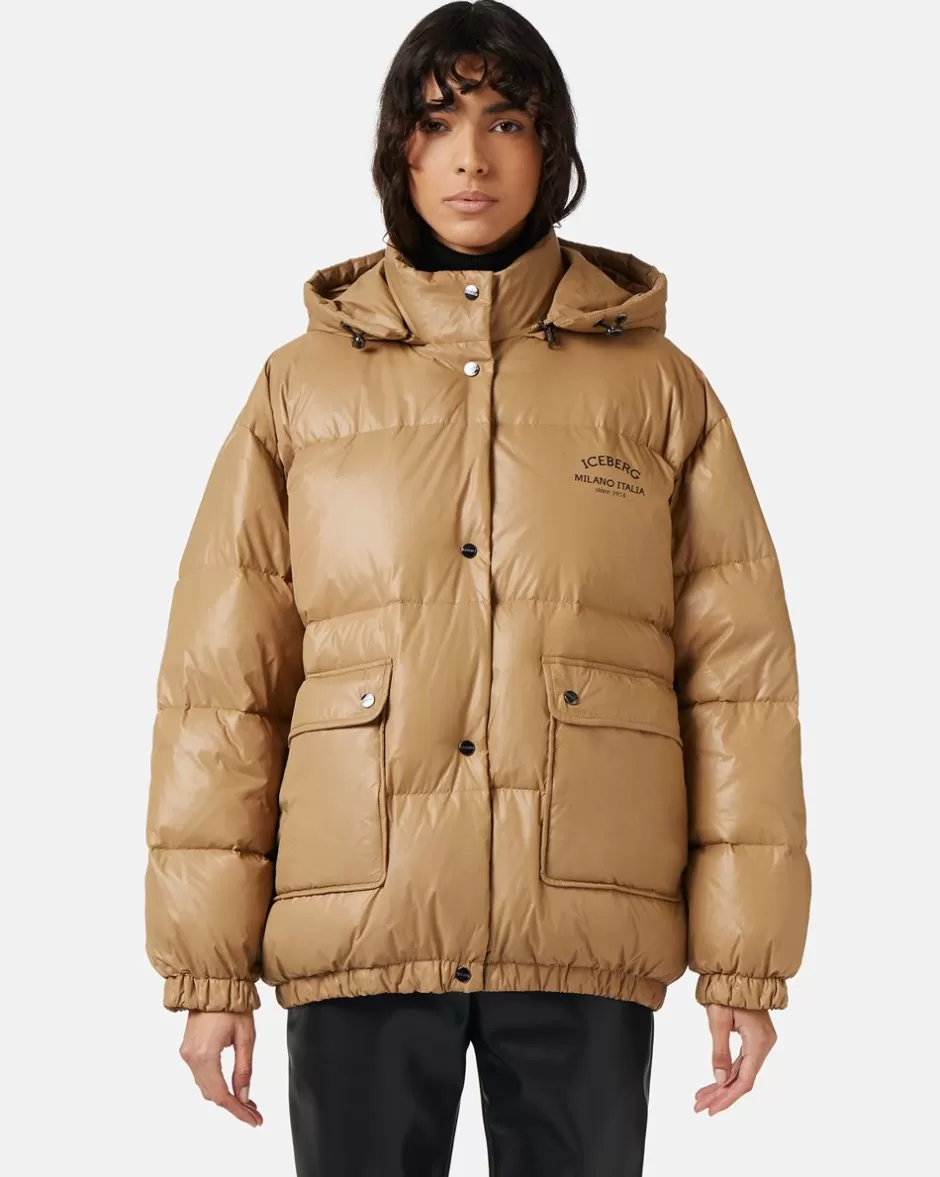 Discount Short Down Jacket With Real Down Hood Women Outerwear