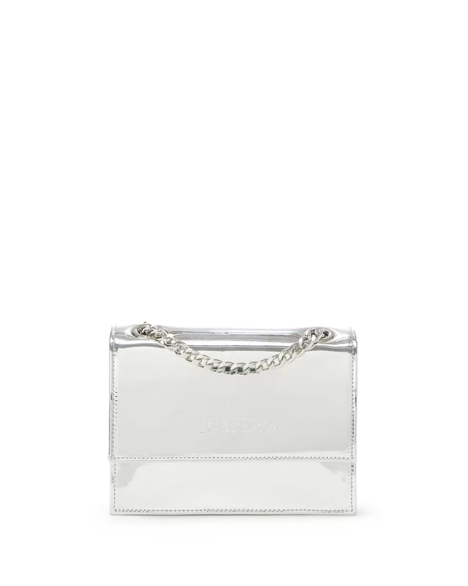 Outlet Shoulder Bag In Mirror-effect Leather With Chain Women Bags And Belts