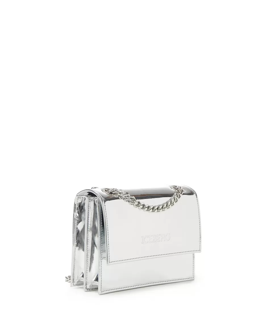 Outlet Shoulder Bag In Mirror-effect Leather With Chain Women Bags And Belts