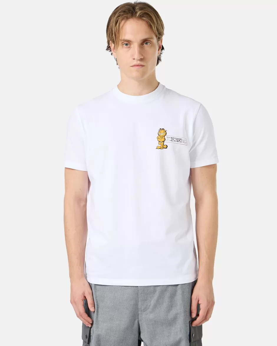 Flash Sale Slim-fit White T-shirt In Sustainable Stretch Jersey With Garfield Print And Logo T-Shirts And Polo