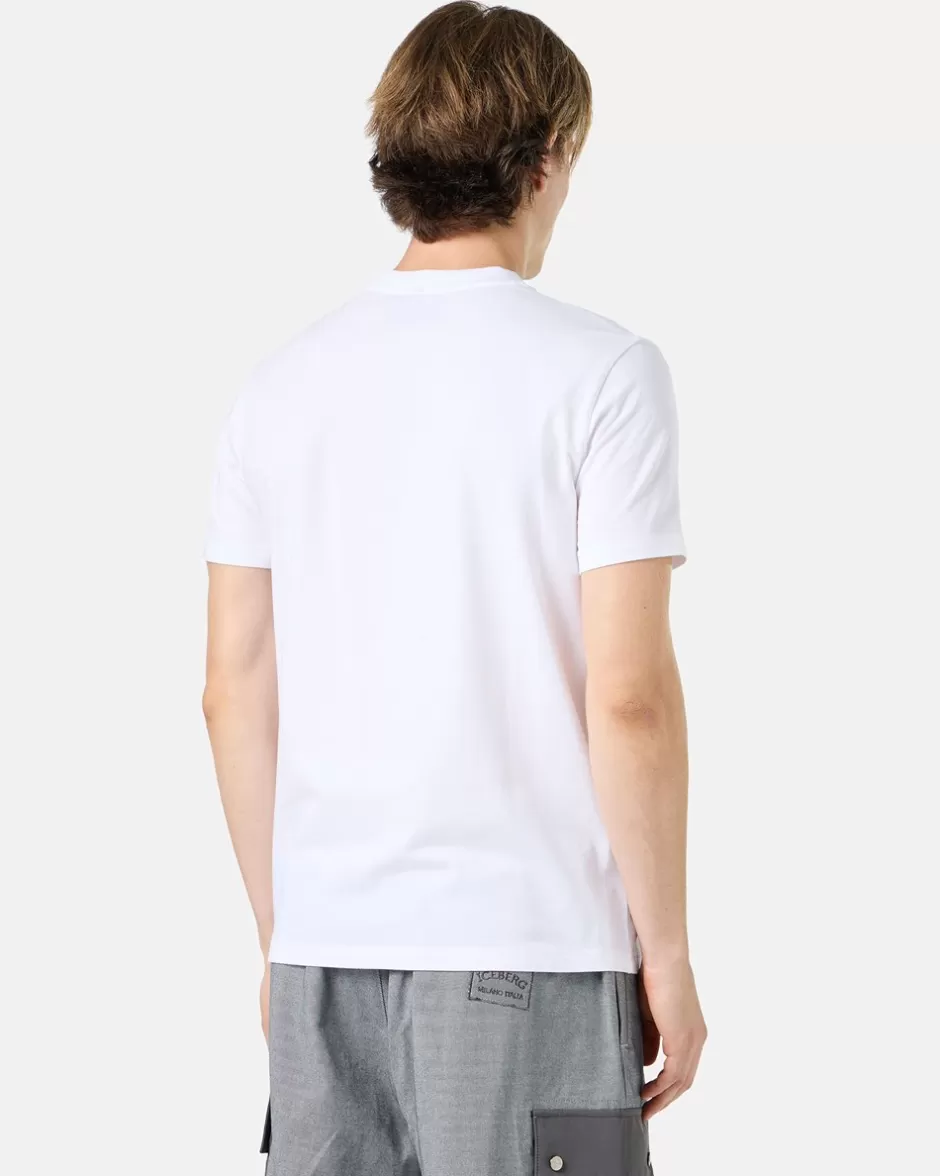 Flash Sale Slim-fit White T-shirt In Sustainable Stretch Jersey With Garfield Print And Logo T-Shirts And Polo
