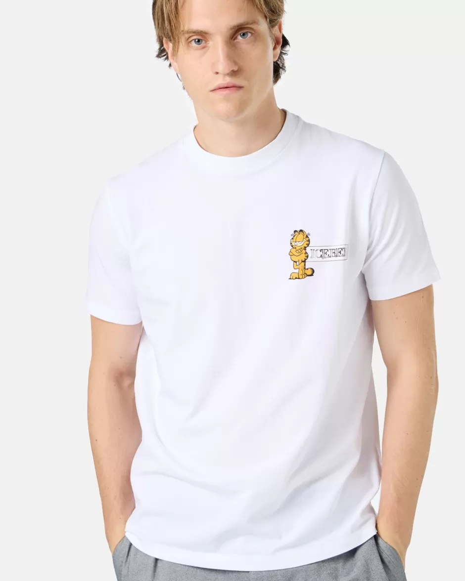 Flash Sale Slim-fit White T-shirt In Sustainable Stretch Jersey With Garfield Print And Logo T-Shirts And Polo