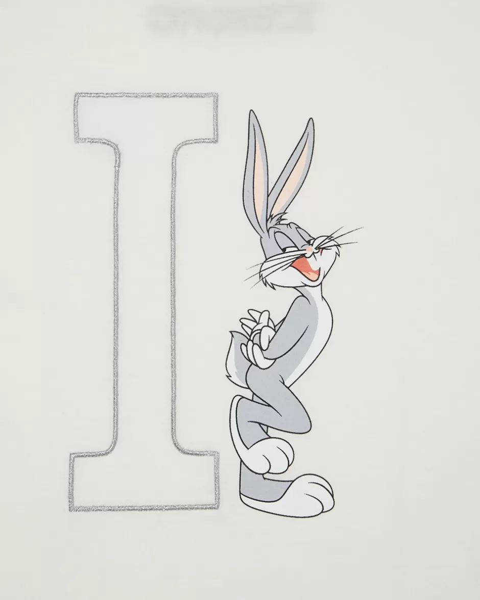 Flash Sale White Crew Neck Short Sleeve T-Shirt With And Bugs Bunny Monogram Kids Girl Fw24