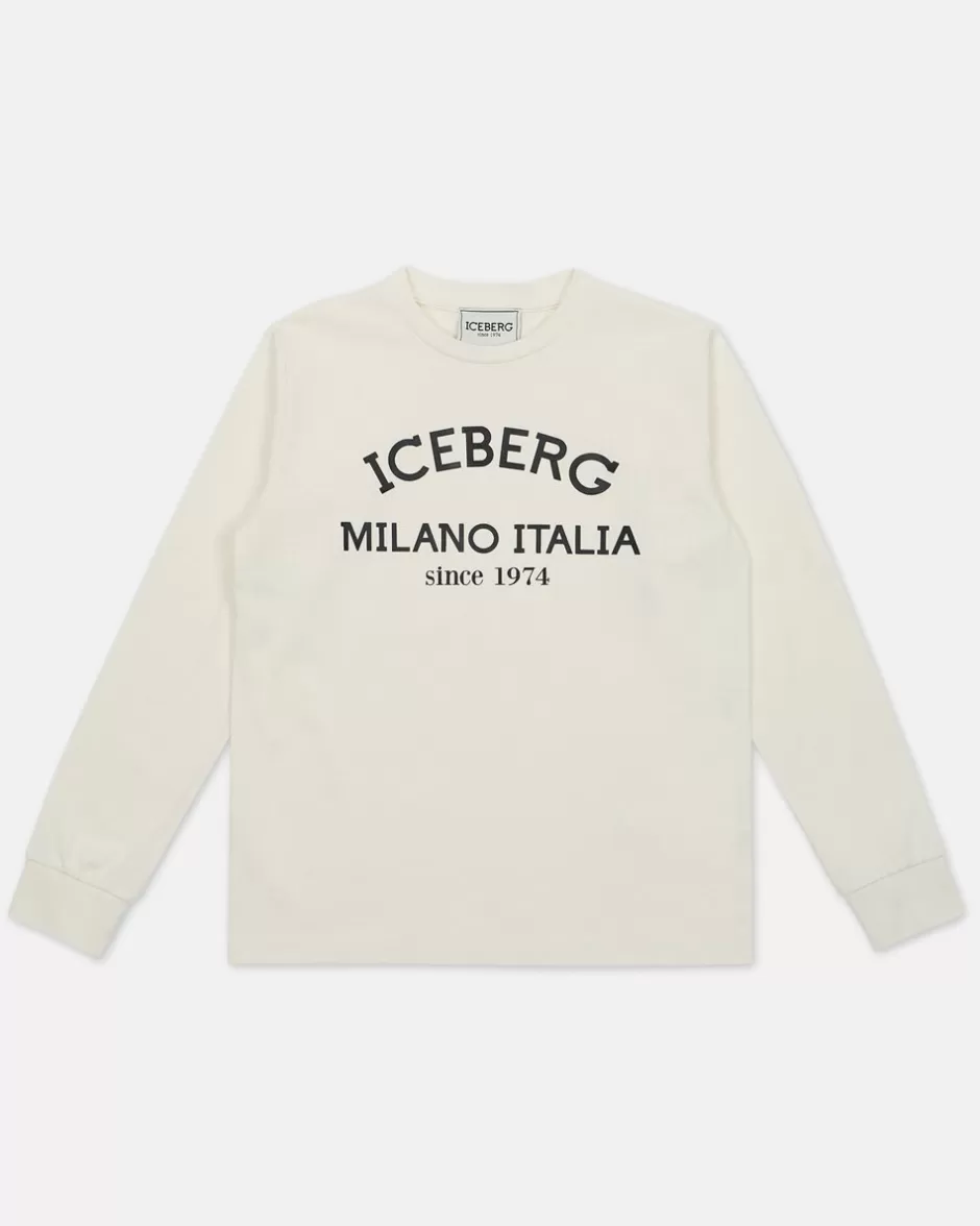 Clearance White Crewneck Sweatshirt With Logo Kids/BOY Boy Fw24