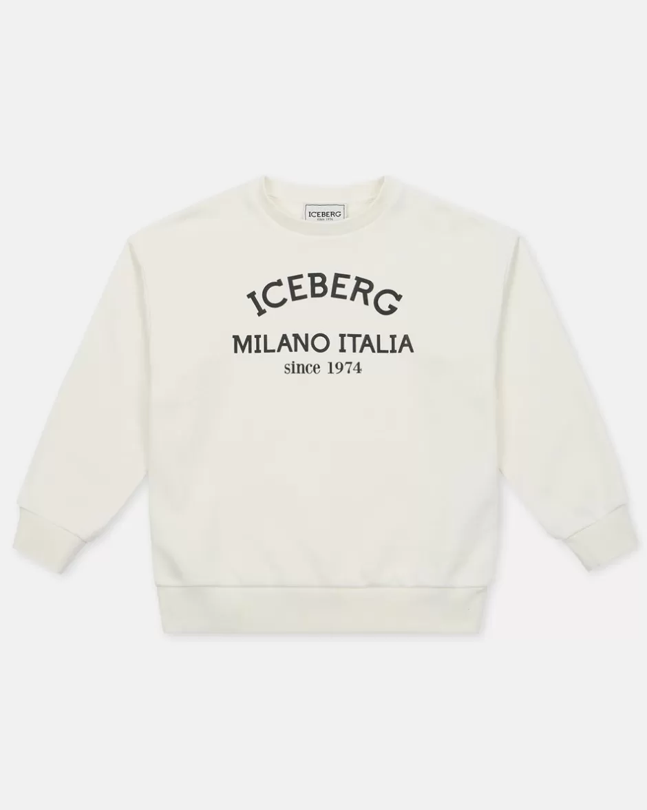 Clearance White Crewneck Sweatshirt With Logo Kids/BOY Boy Fw24