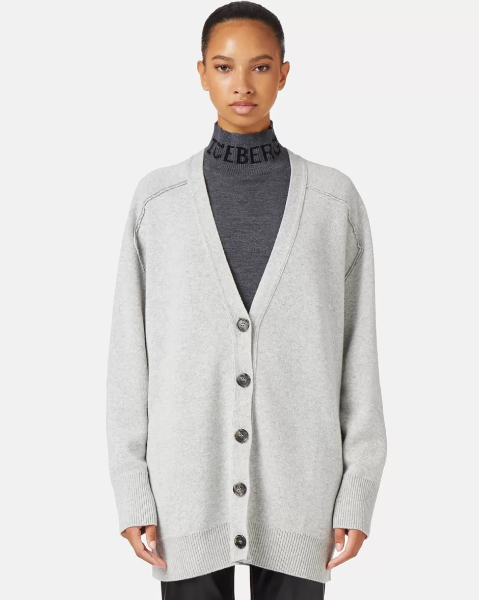 Best Wool Blend Cardigan With Logo Women Outerwear | Knitwear