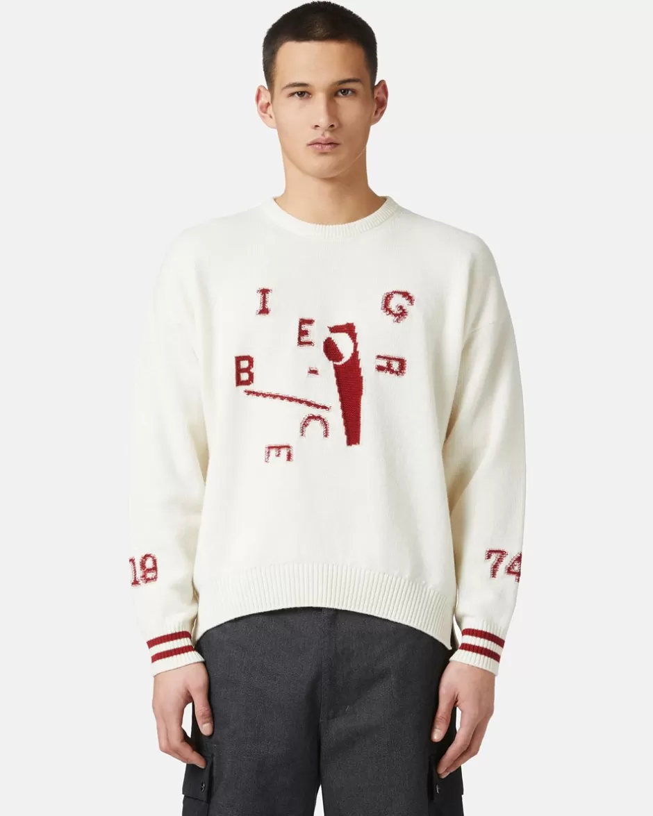 Discount Wool Blend Sweater With Logo Knitwear