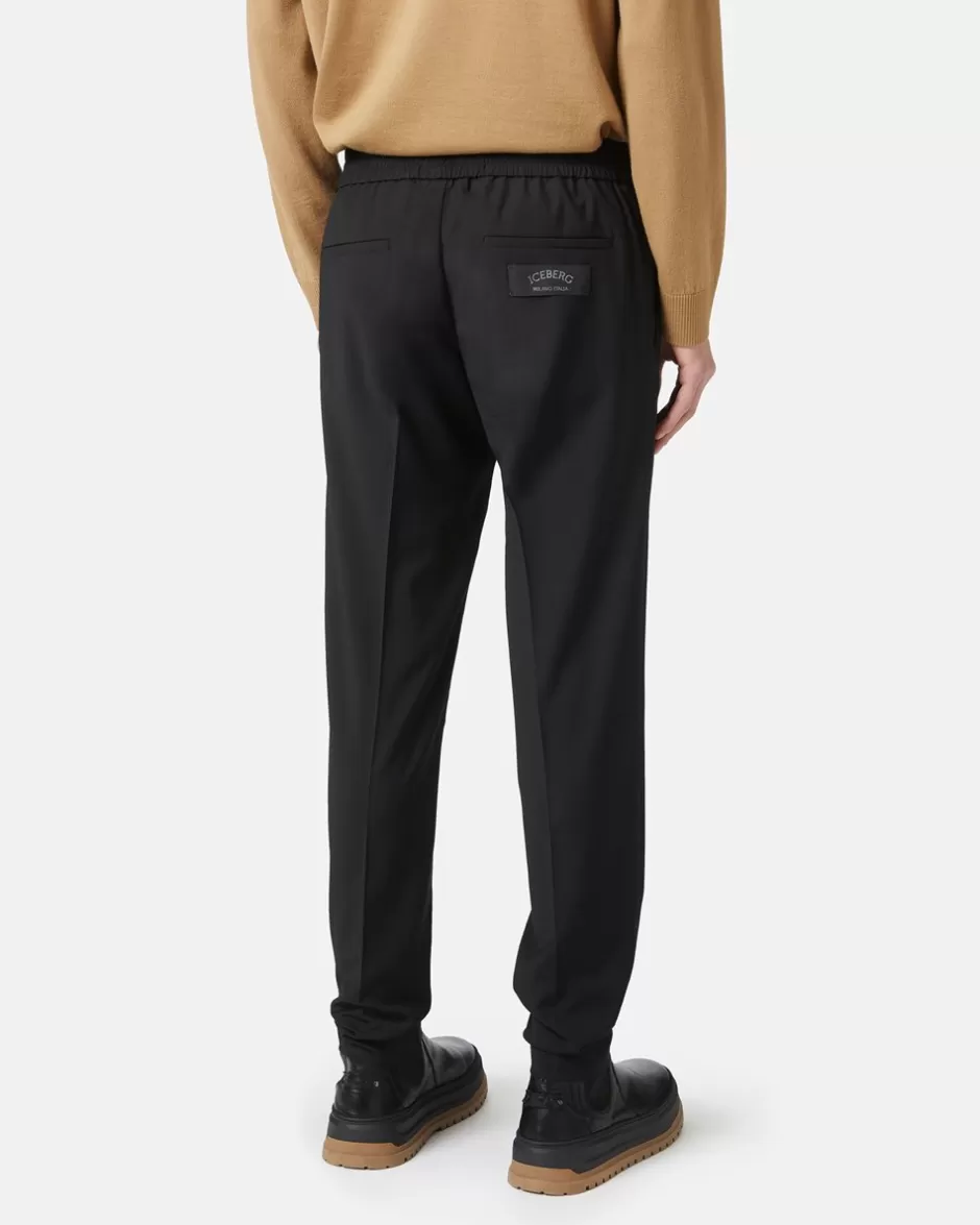 Store Wool Trousers With Logo Trousers