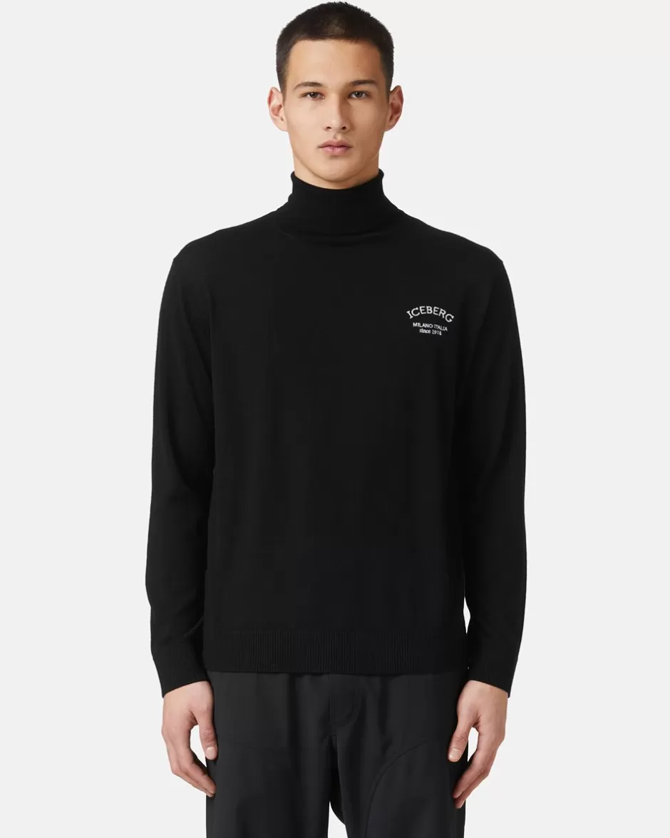 Flash Sale Wool Turtleneck With Logo Knitwear